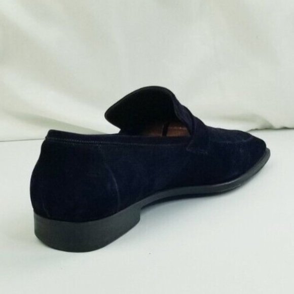 Gucci 7.5D Men s Black Suede Leather Slip On Metal Logo Strap Square Toe Loafers main image 8